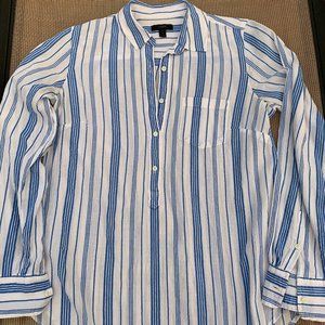 J Crew Womens Blue & White Popover Top Cotton 6
